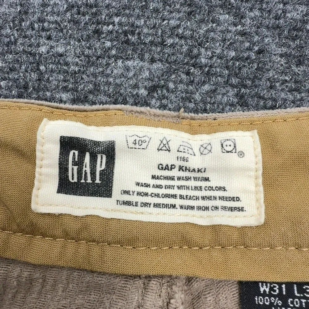 Gap Khaki Corduroy Pants Mens W31 Brown Cotton Wide Leg Workwear Vintage Style